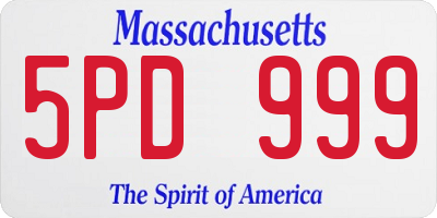 MA license plate 5PD999