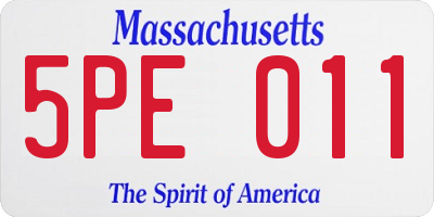 MA license plate 5PE011