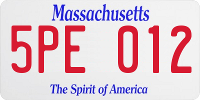 MA license plate 5PE012