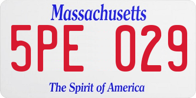 MA license plate 5PE029
