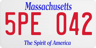 MA license plate 5PE042