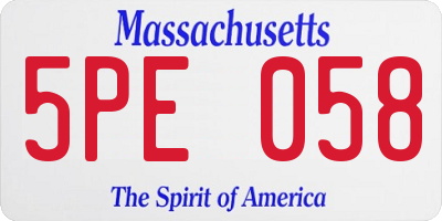 MA license plate 5PE058