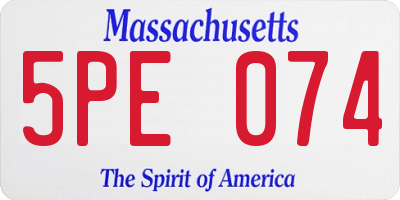 MA license plate 5PE074