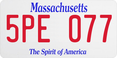 MA license plate 5PE077