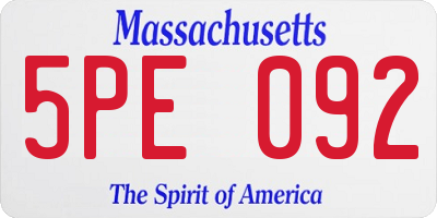 MA license plate 5PE092