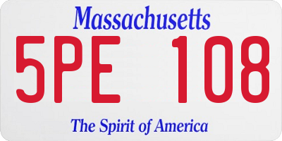 MA license plate 5PE108