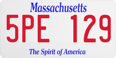 MA license plate 5PE129