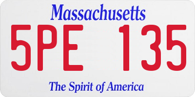 MA license plate 5PE135