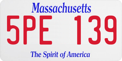MA license plate 5PE139