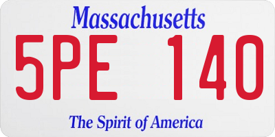 MA license plate 5PE140
