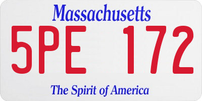 MA license plate 5PE172