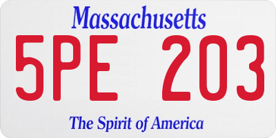 MA license plate 5PE203