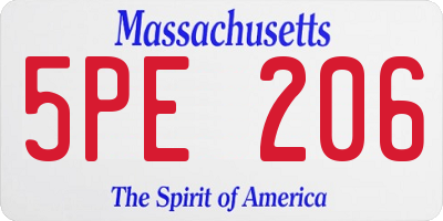 MA license plate 5PE206