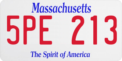 MA license plate 5PE213