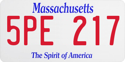 MA license plate 5PE217