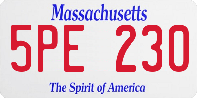 MA license plate 5PE230