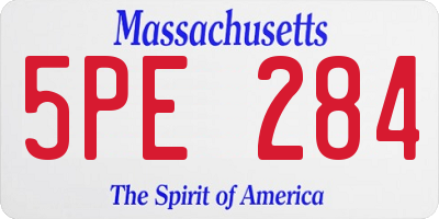 MA license plate 5PE284