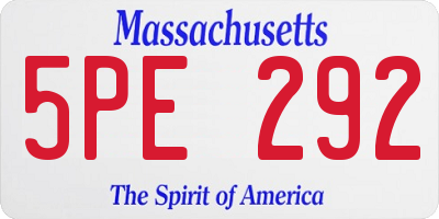 MA license plate 5PE292