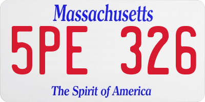 MA license plate 5PE326