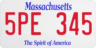 MA license plate 5PE345