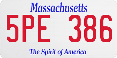 MA license plate 5PE386