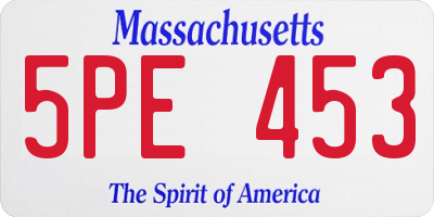 MA license plate 5PE453