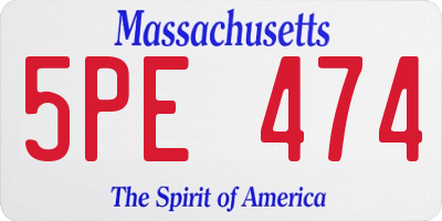 MA license plate 5PE474