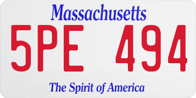 MA license plate 5PE494