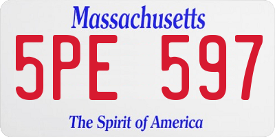 MA license plate 5PE597
