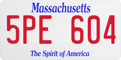 MA license plate 5PE604