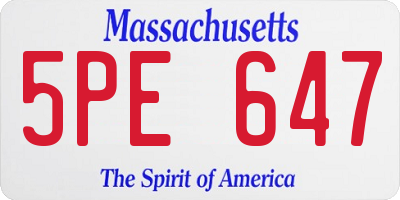 MA license plate 5PE647