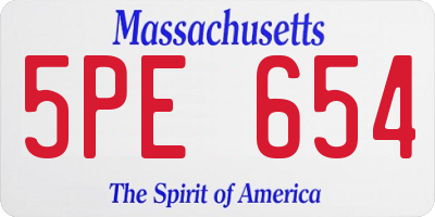 MA license plate 5PE654