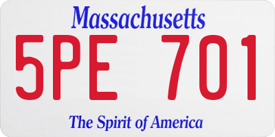 MA license plate 5PE701