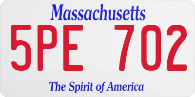 MA license plate 5PE702