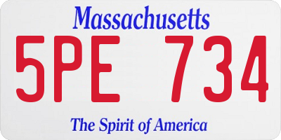 MA license plate 5PE734