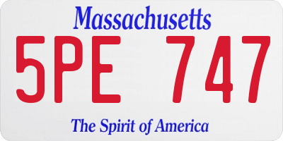 MA license plate 5PE747