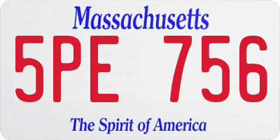MA license plate 5PE756