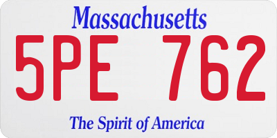 MA license plate 5PE762