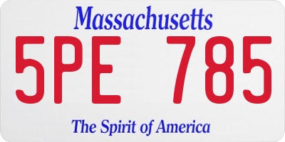 MA license plate 5PE785