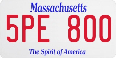 MA license plate 5PE800
