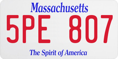 MA license plate 5PE807