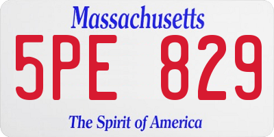 MA license plate 5PE829