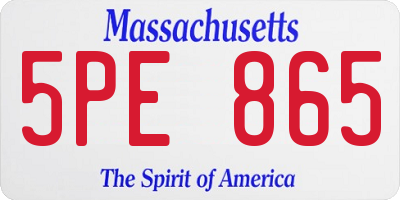 MA license plate 5PE865