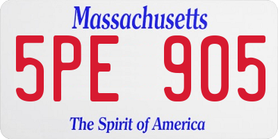 MA license plate 5PE905