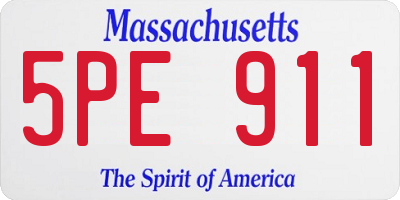 MA license plate 5PE911