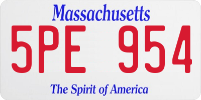 MA license plate 5PE954