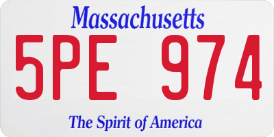 MA license plate 5PE974