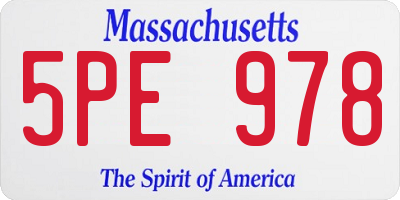 MA license plate 5PE978