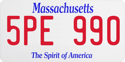 MA license plate 5PE990