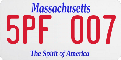 MA license plate 5PF007